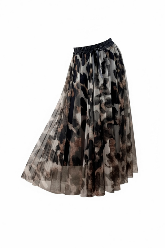 Jupe Longue Plissé Léopard