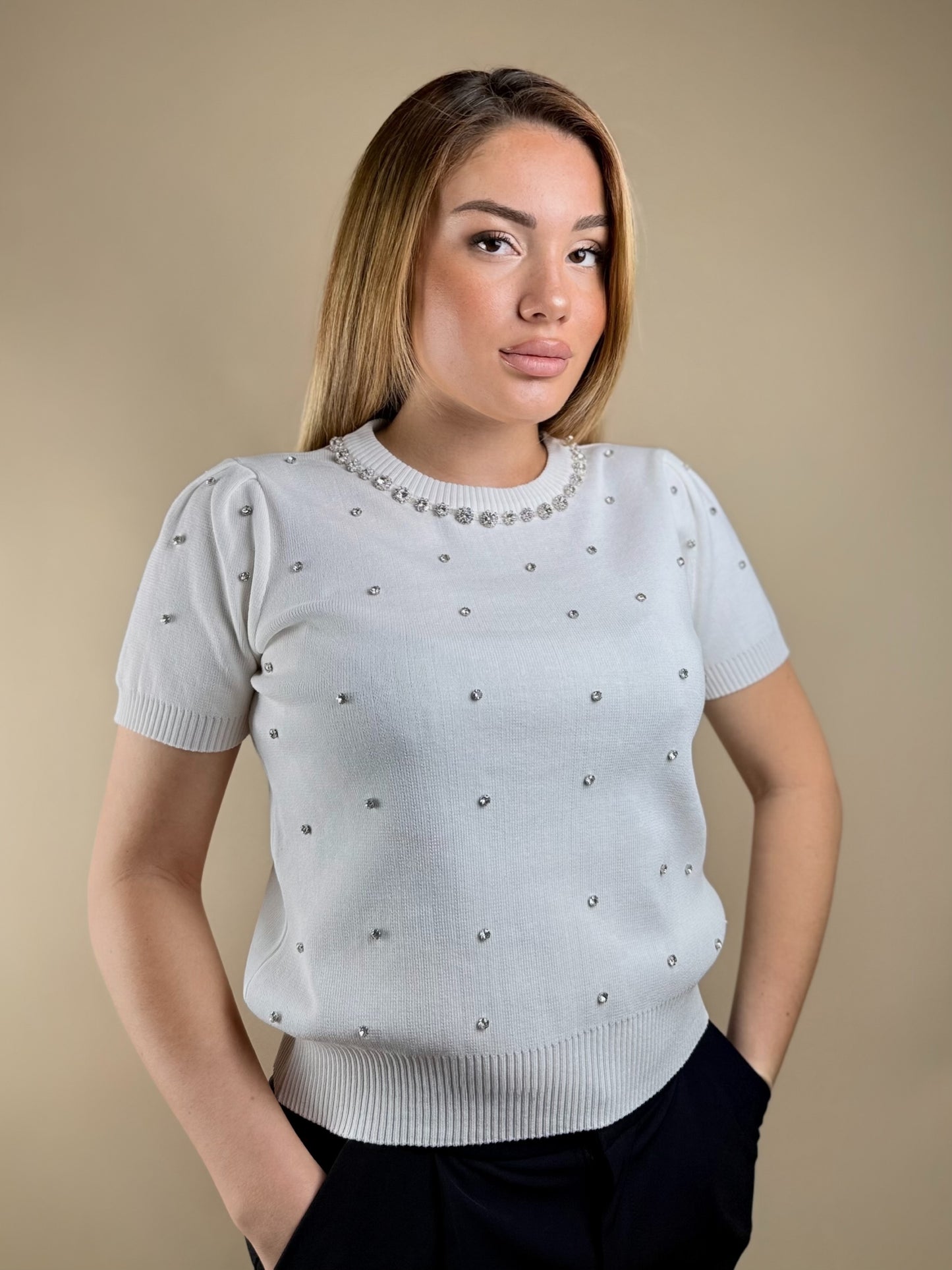 Pull Manches Courtes à Strass