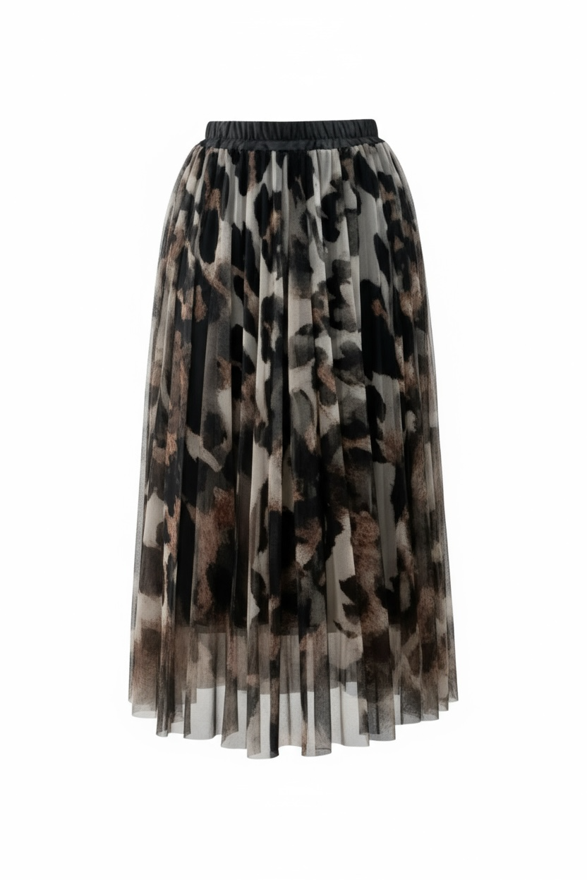Jupe Longue Plissé Léopard