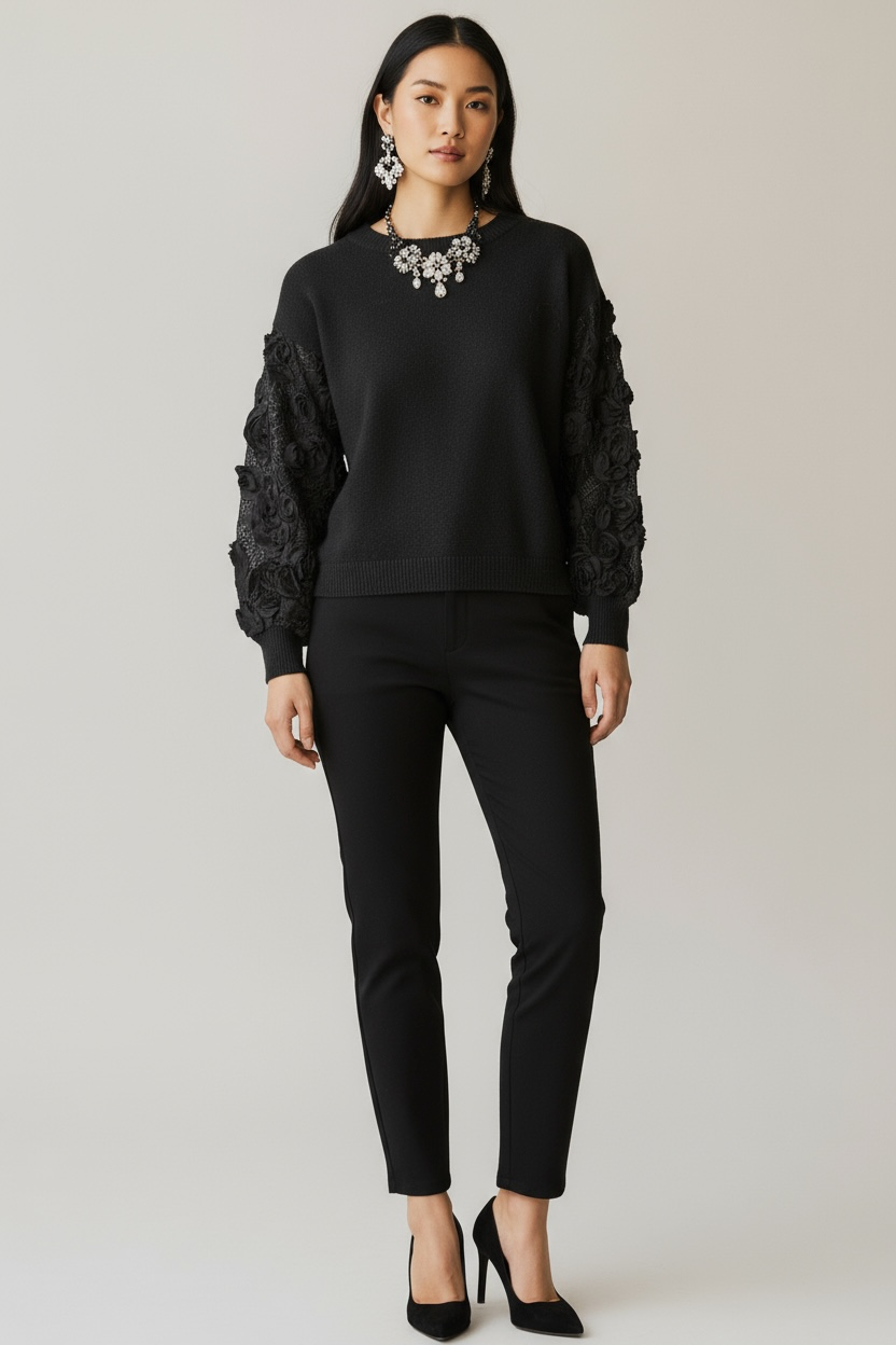 Pull Noir “Velvet Bloom”