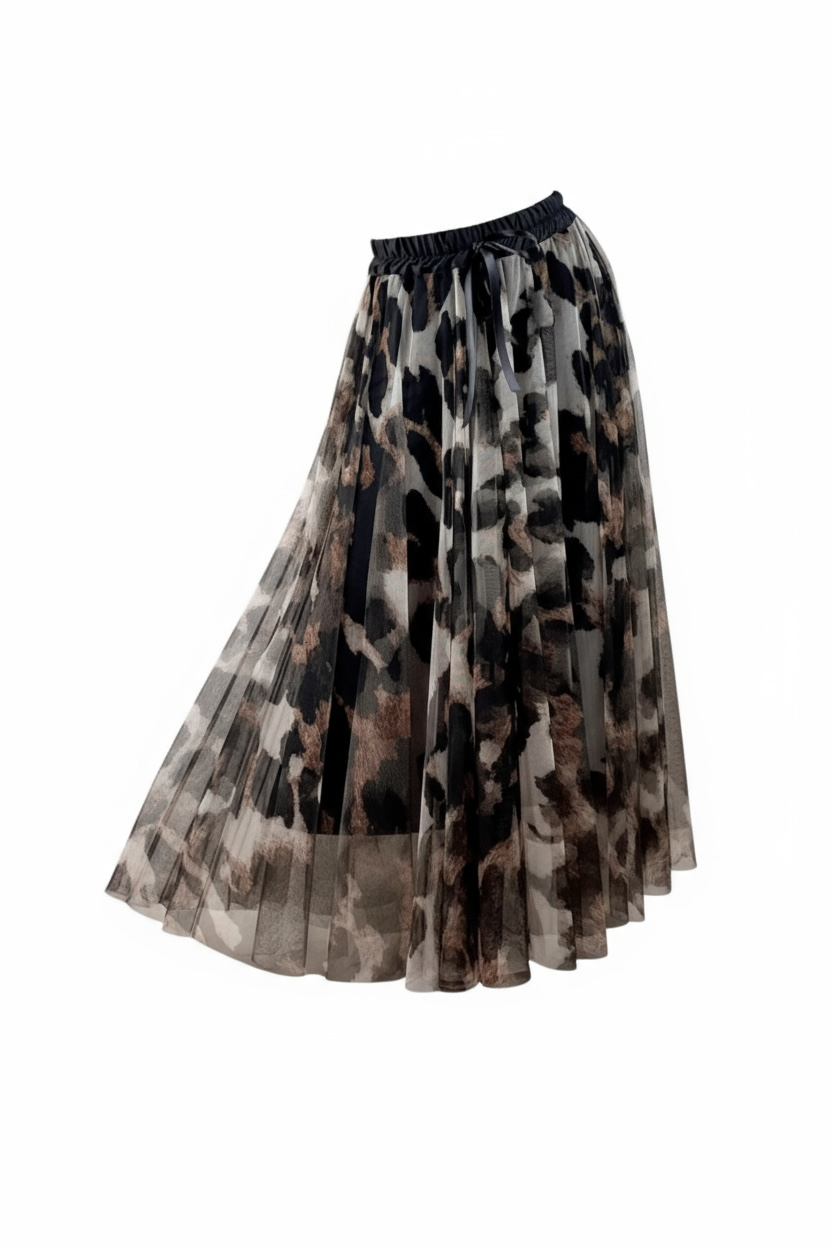 Jupe Longue Plissé Léopard