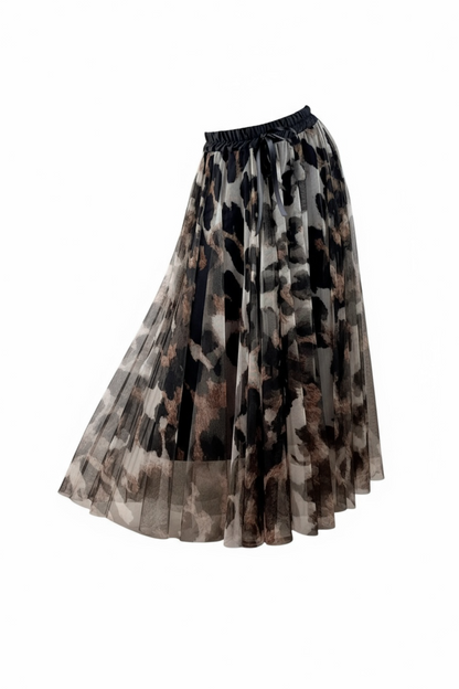 Jupe Longue Plissé Léopard