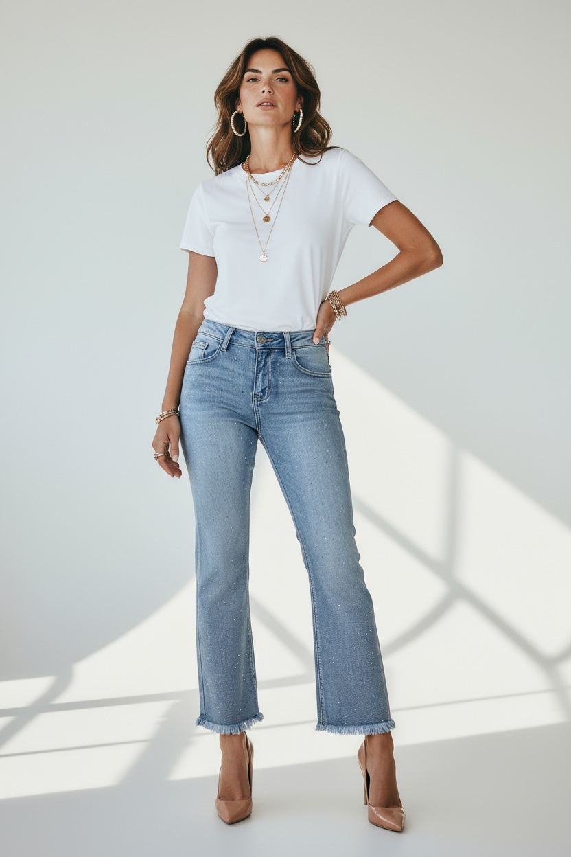 Jean Coupe Droite à Strass