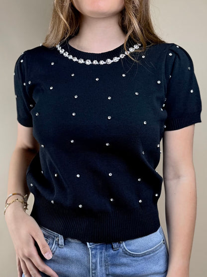 Pull Manches Courtes à Strass